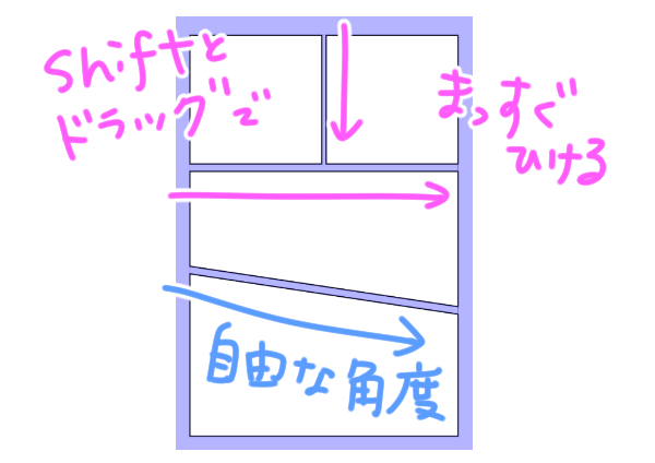 Shiftを押すとまっすぐひける