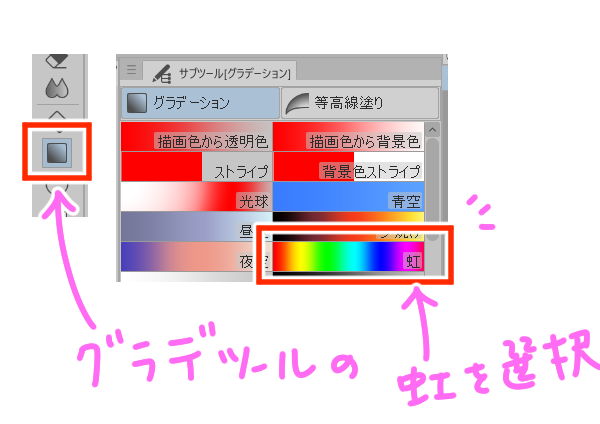 虹のグラデーション