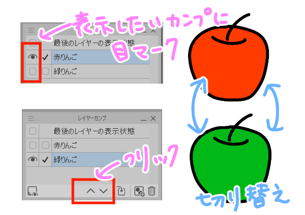 カンプの切り替え