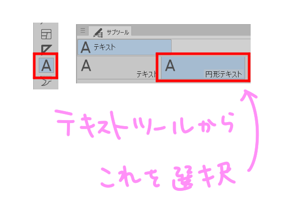 円形テキストツール