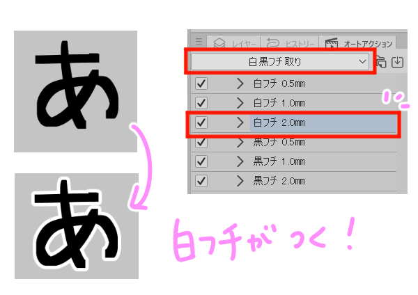 白黒フチ取りの実行