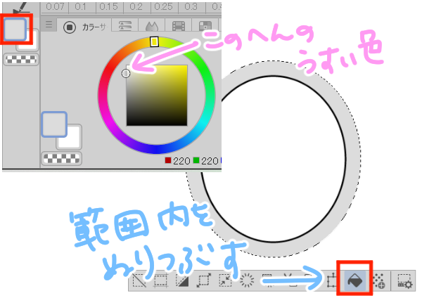 選択範囲を塗りつぶし