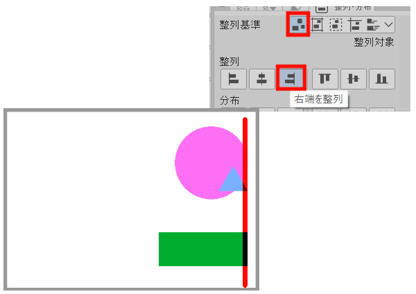 右端を整列