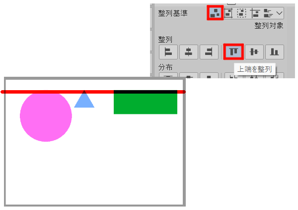 上端を整列