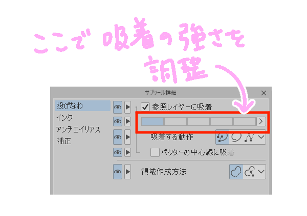 吸着の強さを調整